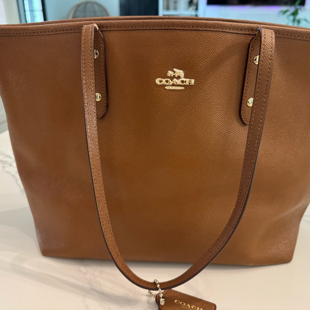 Coach Brown Leather Tote Bag.